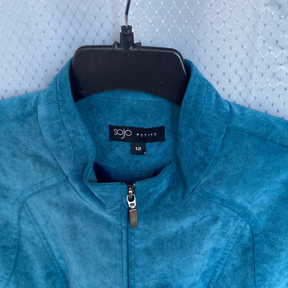 Vintage 90s collarless jacket lined hidden shoulder pads office business casual - Picture 13 of 17